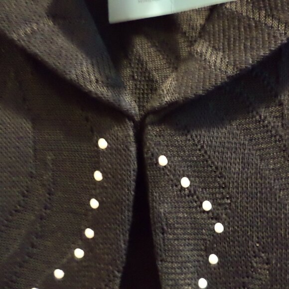 Ming Wang Open Front Jacket  ~ Navy with White Dots + Swirl Accents ~ Large  New - Picture 4 of 12